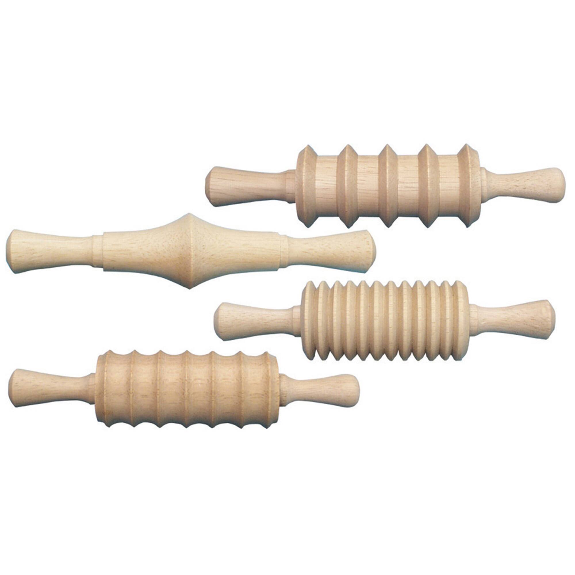 Assorted Patterns Clay Rolling Pins, Set of 4